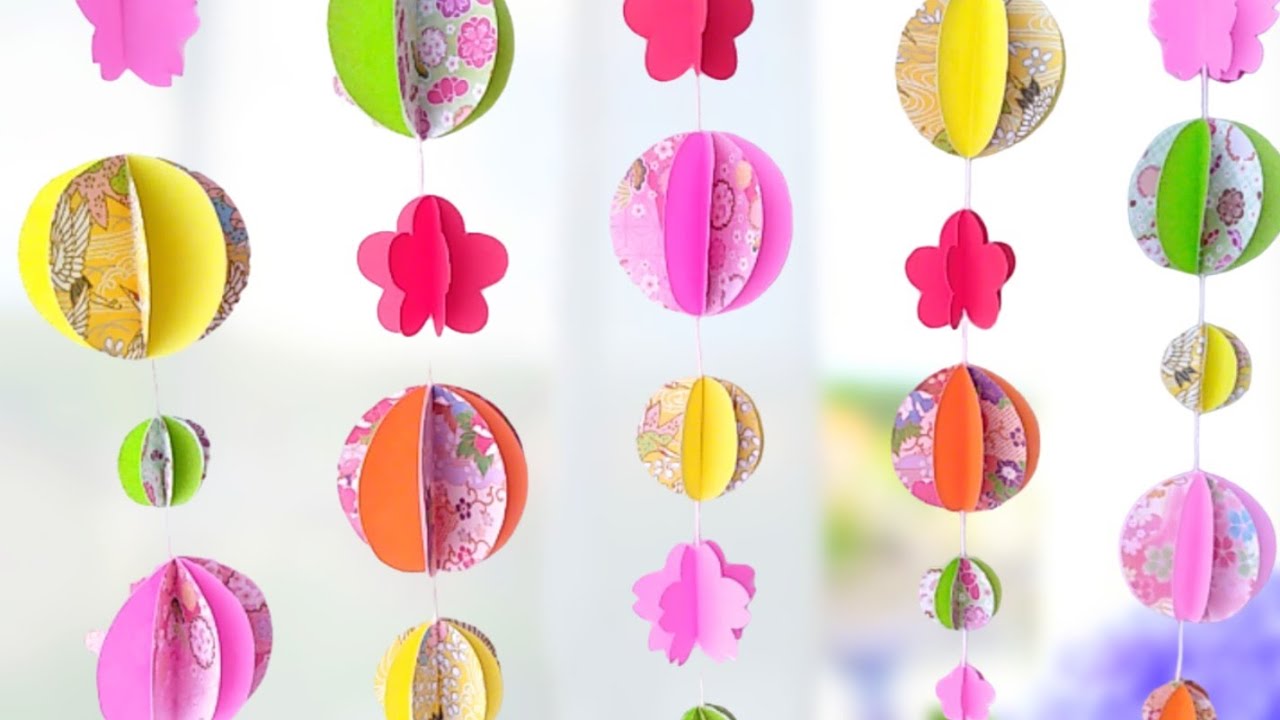 簡単✨折り紙】手まりの吊るし飾り🎎梅と桜つき🌸【ひな祭り】切って