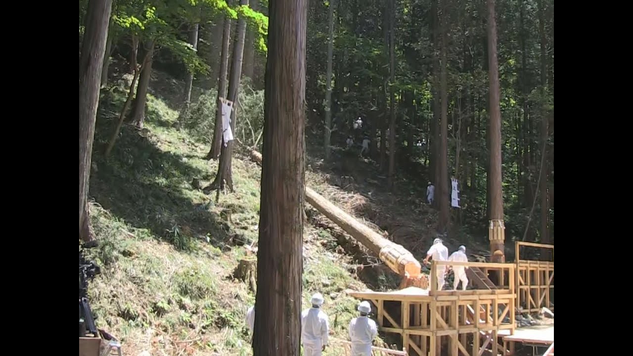 式年遷宮へ 岐阜県中津川市で御神木の伐採式 - YouTube