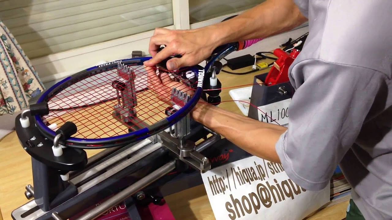 StringwayストリングウエイML100 T92ガット張り機でタルミ取りながら