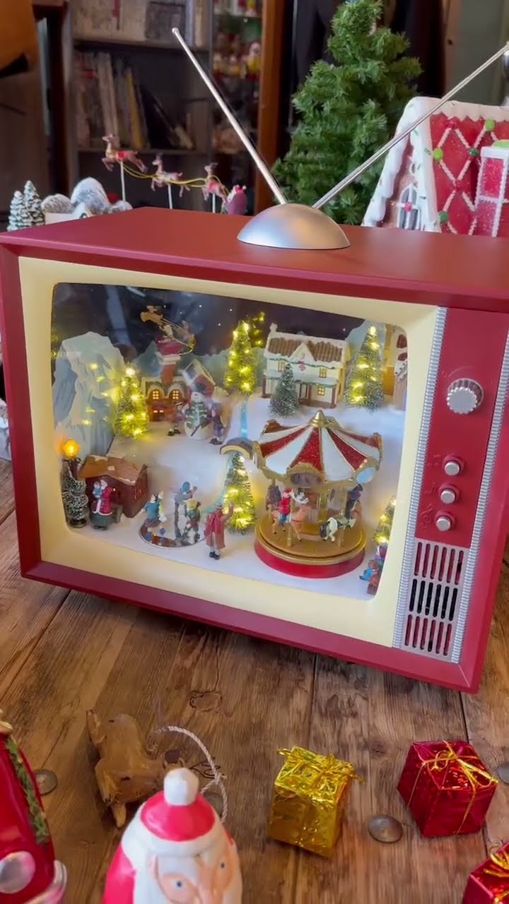 レトロ テレビ型オルゴール 犬とクリスマスツリー 【公式通販】