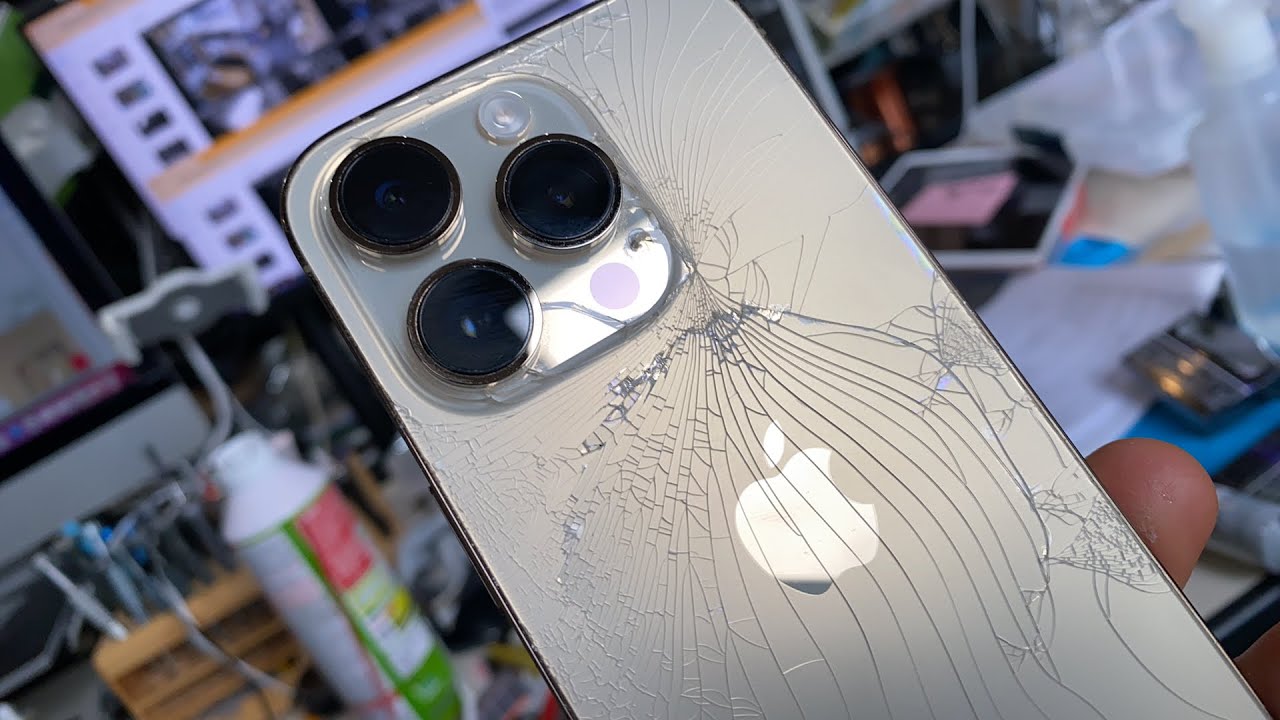 自力で交換】iPhone 14 Pro 後ろガラスヒビ割れ修理のやり方 - YouTube