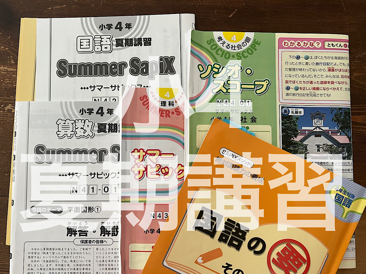 SAPIX四年夏期講習四科目フルセット 書き込みあり α1クラス生 小4