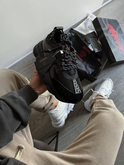 Женские кроссовки Версаче Versace Chain Reaction 2 Triple Black