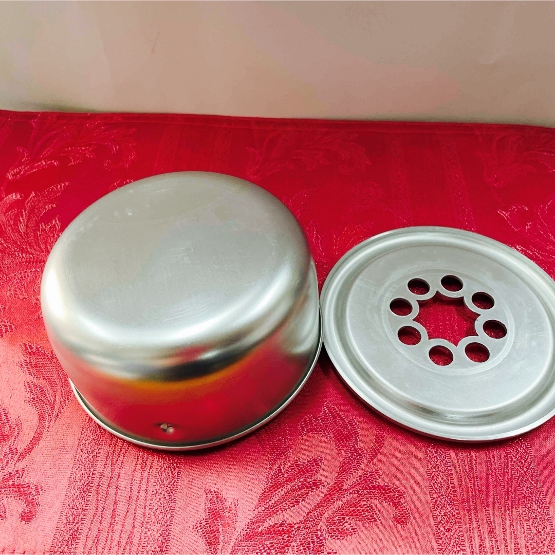 三協立山 - 昭和レトロ未使用金属製 置き型灰皿 日本製穴あきデザイン