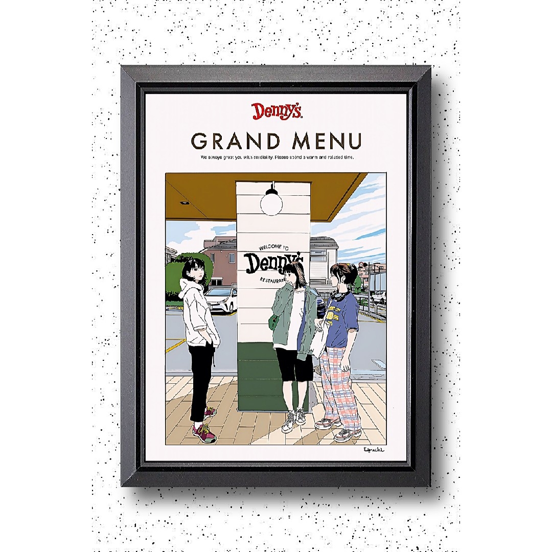 江口寿史 /Denny's・デニーズ【A4サイズ写真ポスター額装付き3点