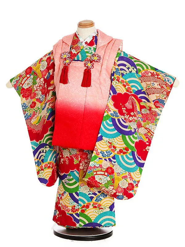 追➃七五三正絹女の子アンティーク着物お花づくしレトロ大正浪漫