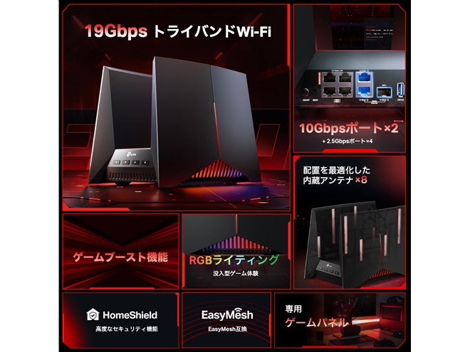 TP-Link、Wi-Fi 7対応のハイエンドゲーミングルーター「Archer GE800