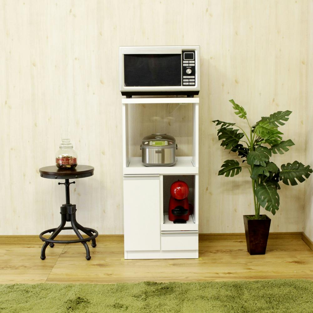 後藤家具物産 コンパクト国産レンジ台扉タイプ ルシード/ホワイト色