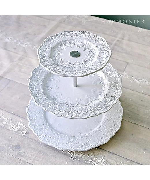 ☆メルレットホワイトレース3段ケーキスタンド | La Ceramica/ラ