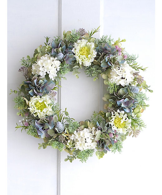 スカビオサとあじさいのブルーグリーンリース | Honey Garden/ハニー