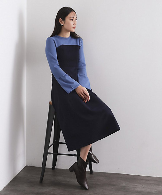 配色ビスチェニットワンピース【洗濯機OK】（2002566863