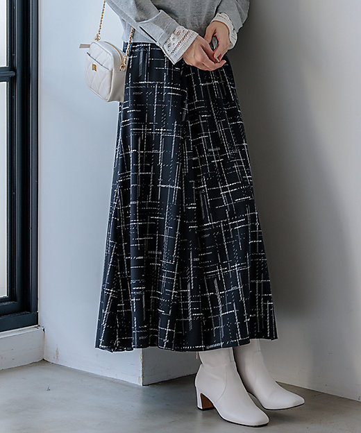 洗える】モノクロトーンプリント スカート（SKWOGS0014