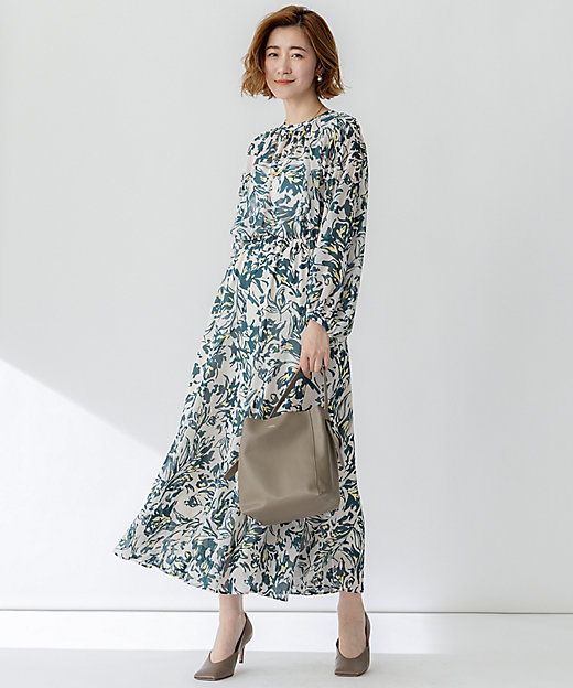 洗える】ニュアンスフラワープリント フレア スカート