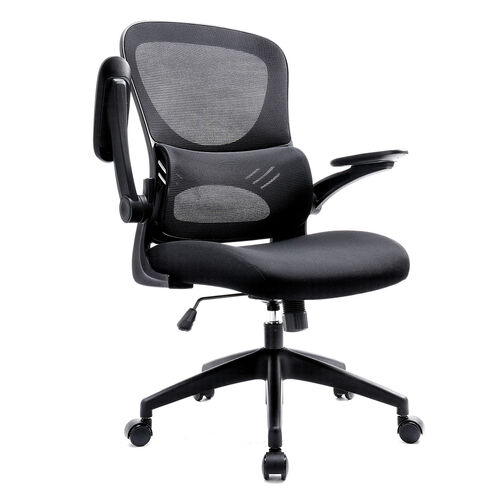 メッシュチェア 跳ね上げ式アームレスト ミドルバック ランバー