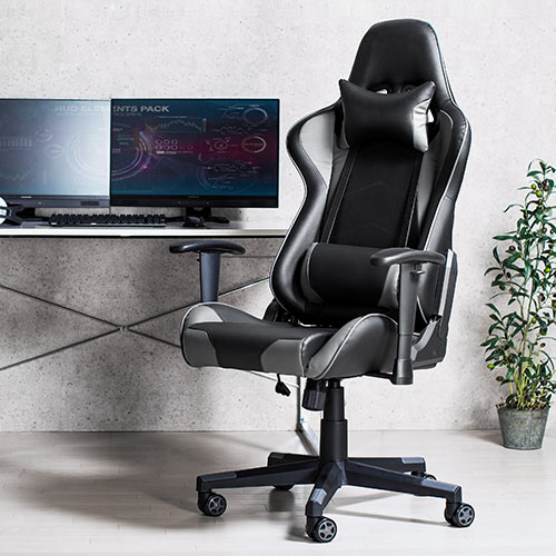 ゲーミングチェア リクライニング ロッキング機能 肘掛け付き PUレザー