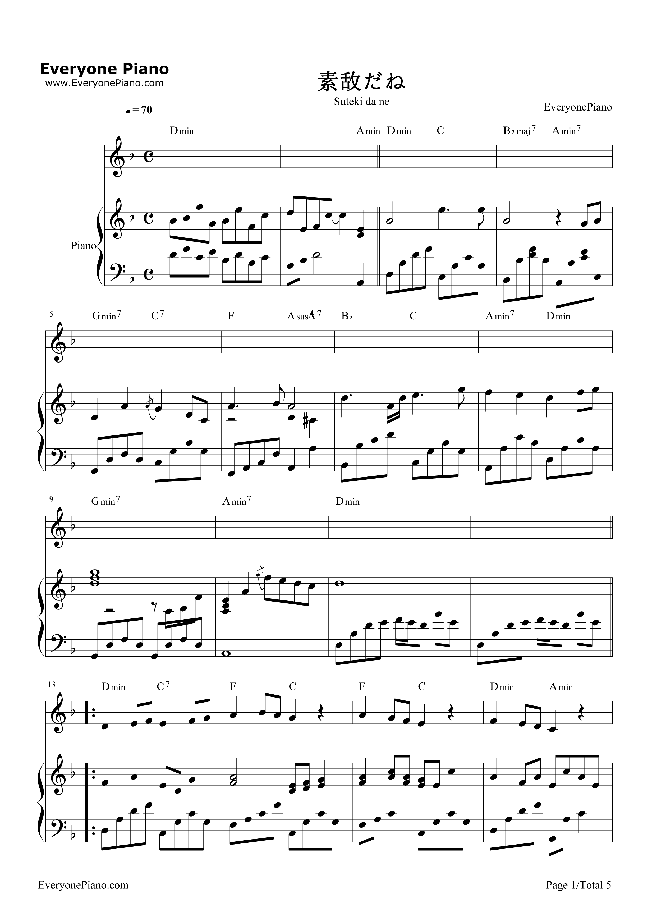 素敵だね-ファイナルファンタジーX主題歌五線譜プレビュー