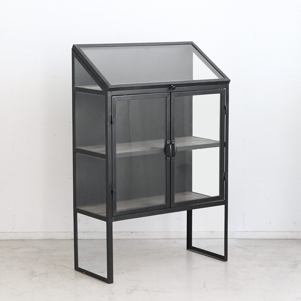 ガラスキャビネット ディスプレイラック スチールフレーム 幅80cm