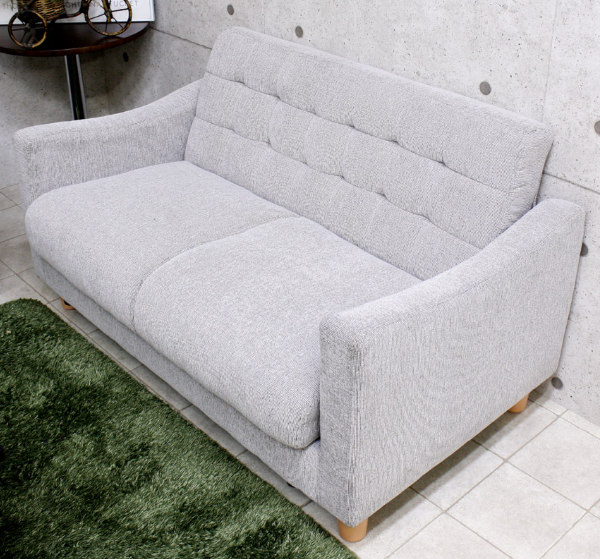 ソファベッド 二人掛け 幅120cm 収納付き ファブリック 肘掛け 脚付き