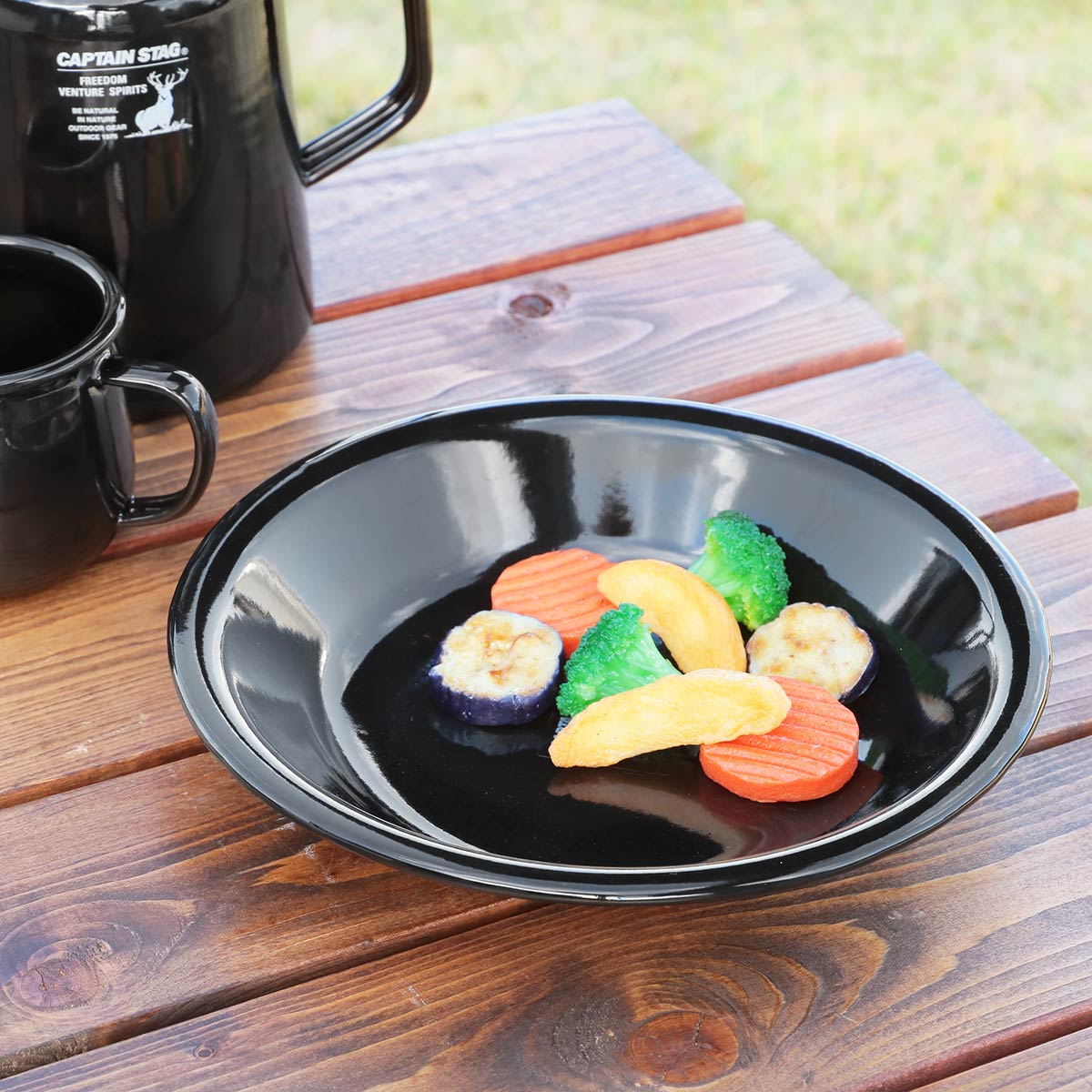 dショッピング |プレート ホーロー 22cm キャプテンスタッグ ブラック