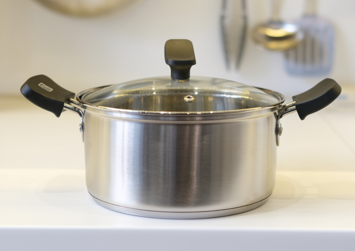 両手鍋 18cm IH対応 チーノ ステンレス製 3層底 ガラス蓋付き （ なべ