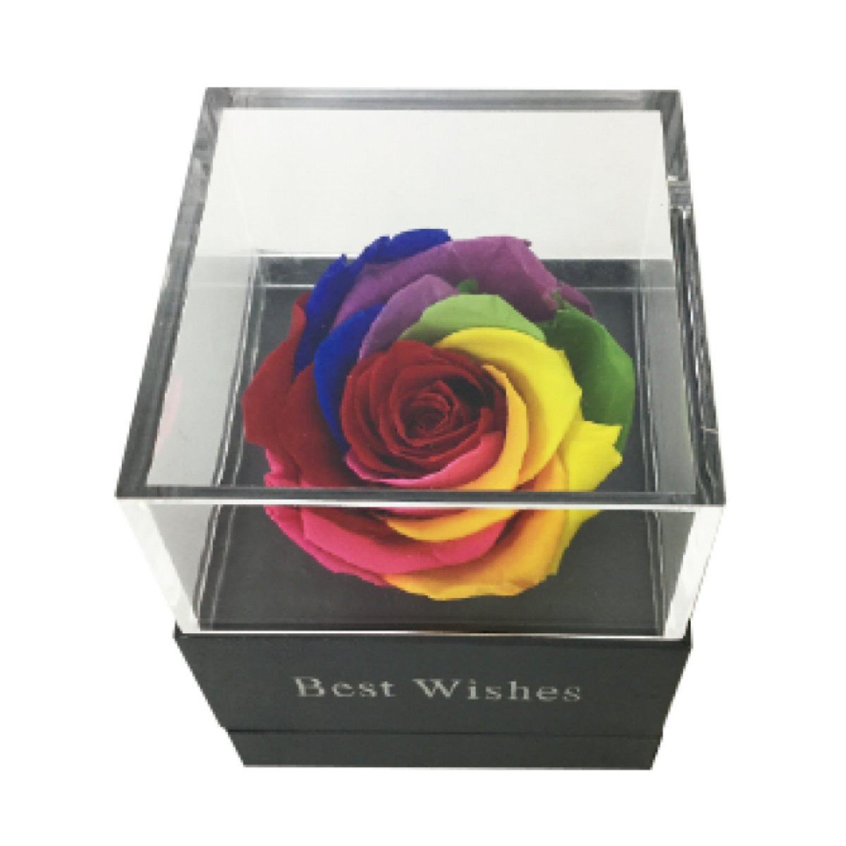 オブジェ レインボーボックス プリザーブドフラワー （ 薔薇 バラ お花