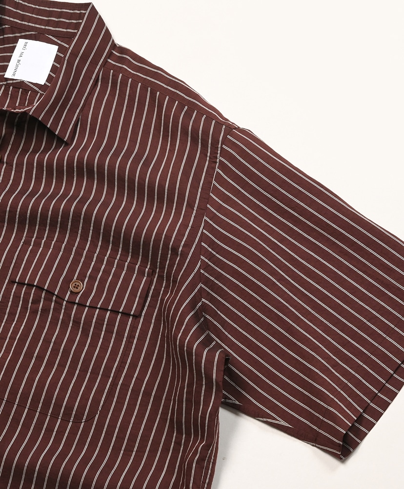 グランパストライプシャツ(S(WOMEN) ブラウンストライプ): BRU NA BOINNE