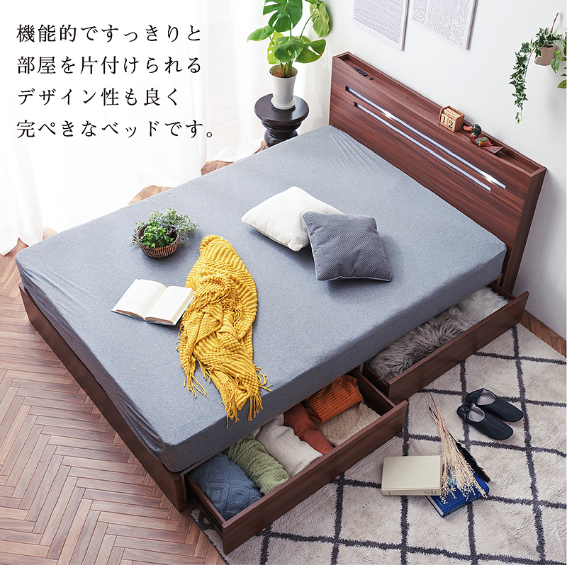 ベッド ダブル 収納 【ダブル 高級ピロートップポケットマット付