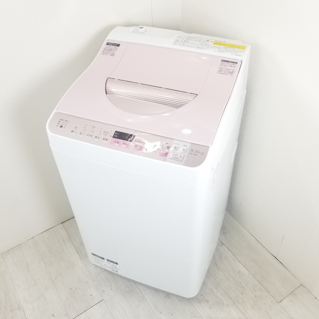 中古 洗濯5.5kg 乾燥3.5kg 全自動洗濯乾燥機 シャープ ES-TX5A-P 2017