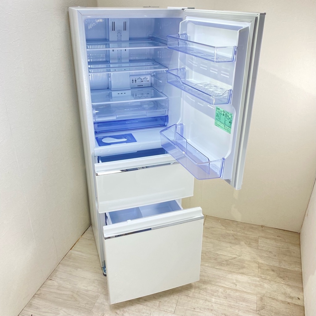 中古 三菱 330L 3ドア冷蔵庫 MR-CX33C 2018年製 パールホワイト 6ヶ月