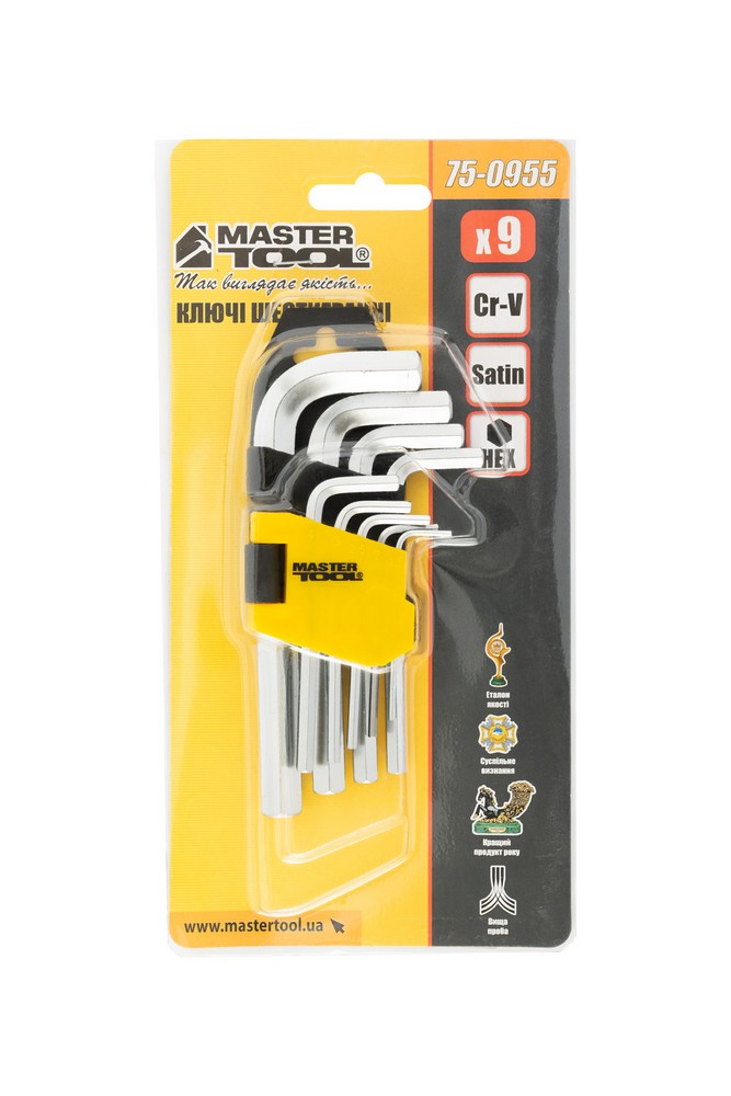 Купить Ключи шестигранные MASTERTOOL CrV 1,5-10 мм 45-112 мм набор