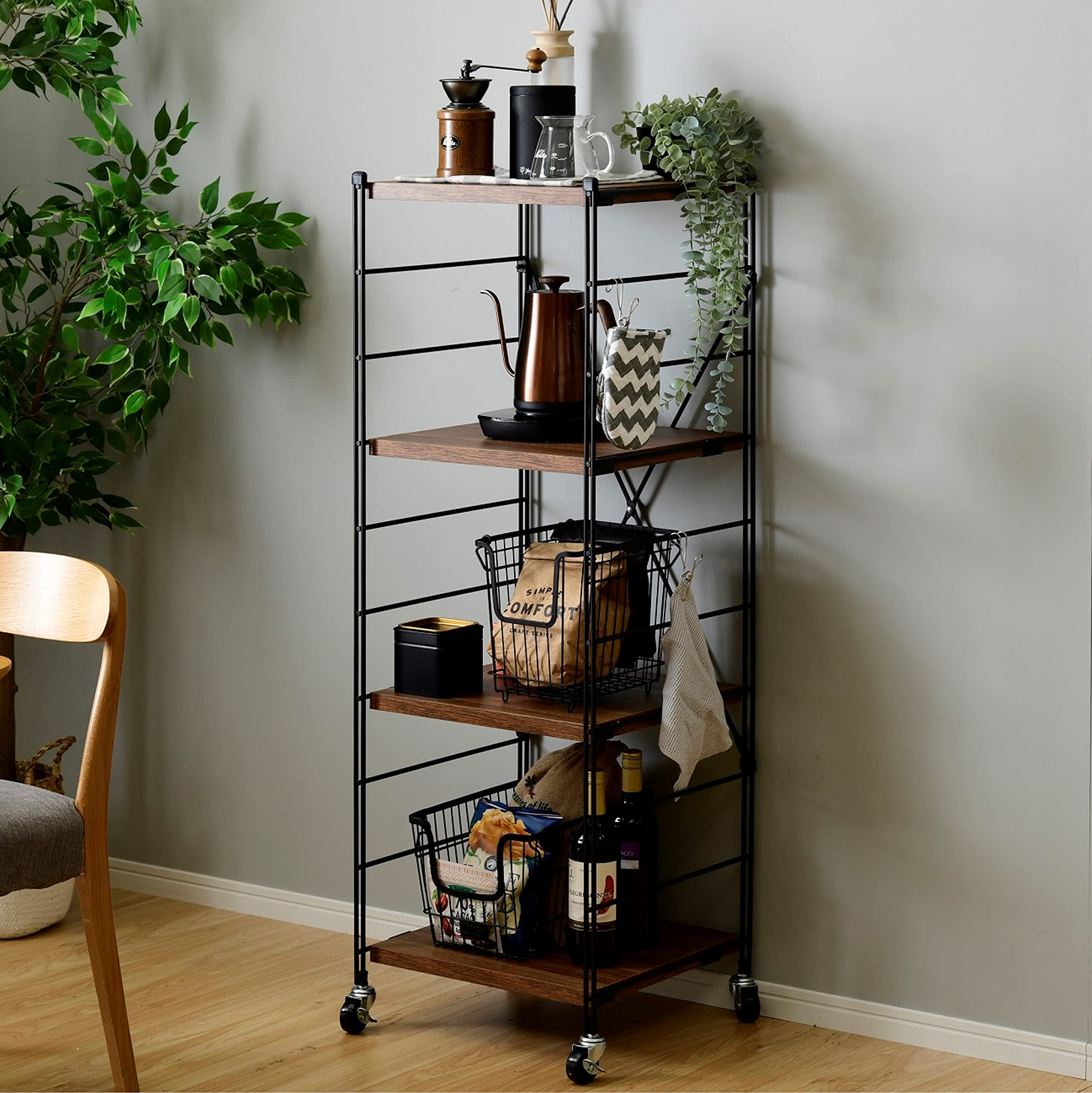 Amazon｜山善(YAMAZEN) ラック (キャスター付き) 【全体耐荷重100