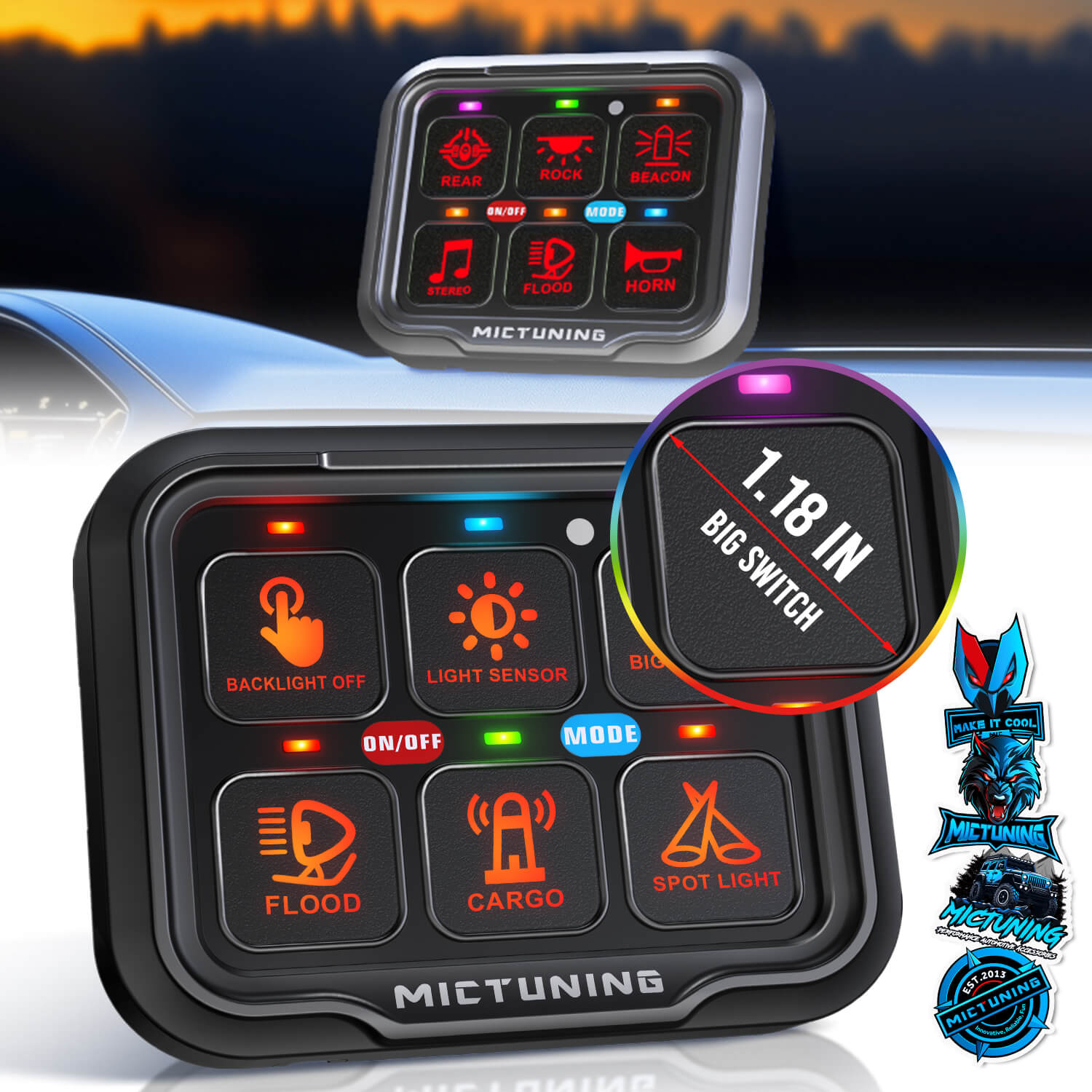 MICTUNING P8-Ultra IP67 Waterproof RGB Switch Panel 6/8 Gang