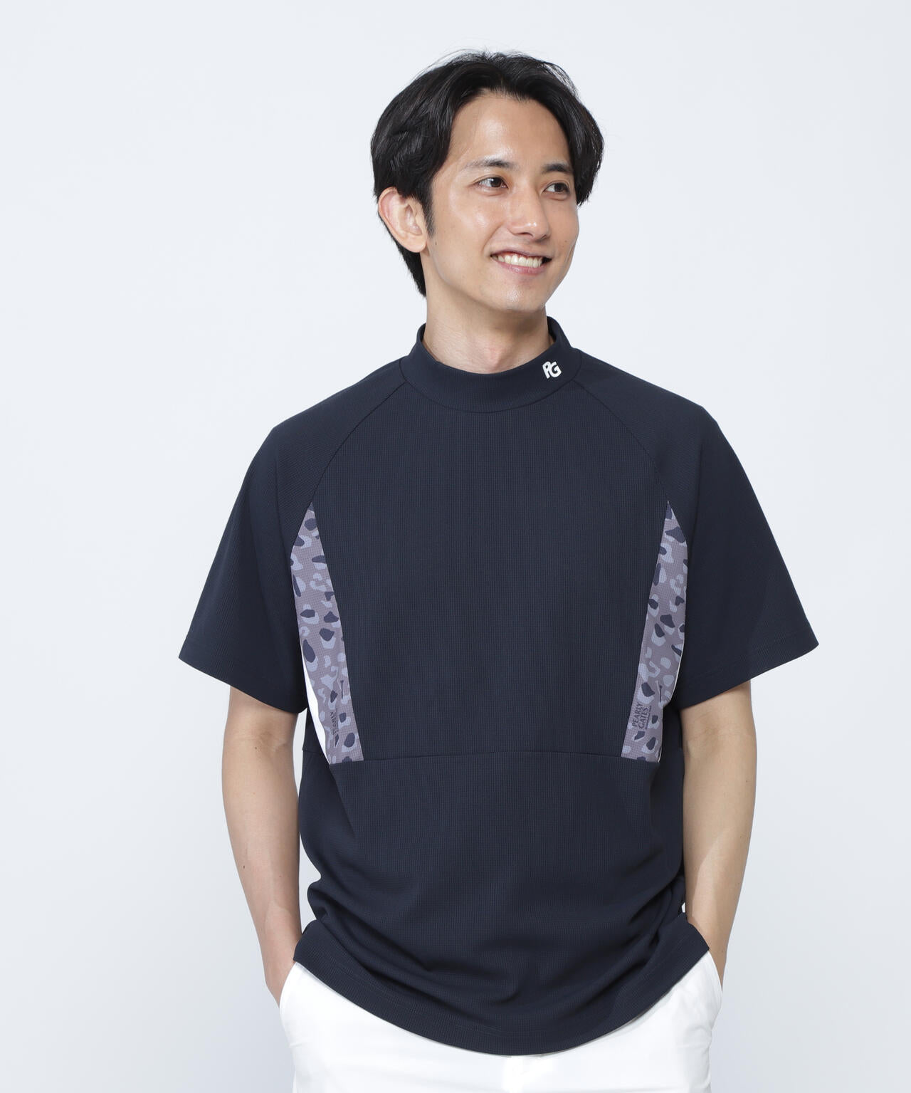 アクアツイストドットメッシュ半袖モックネックカットソー | PEARLY