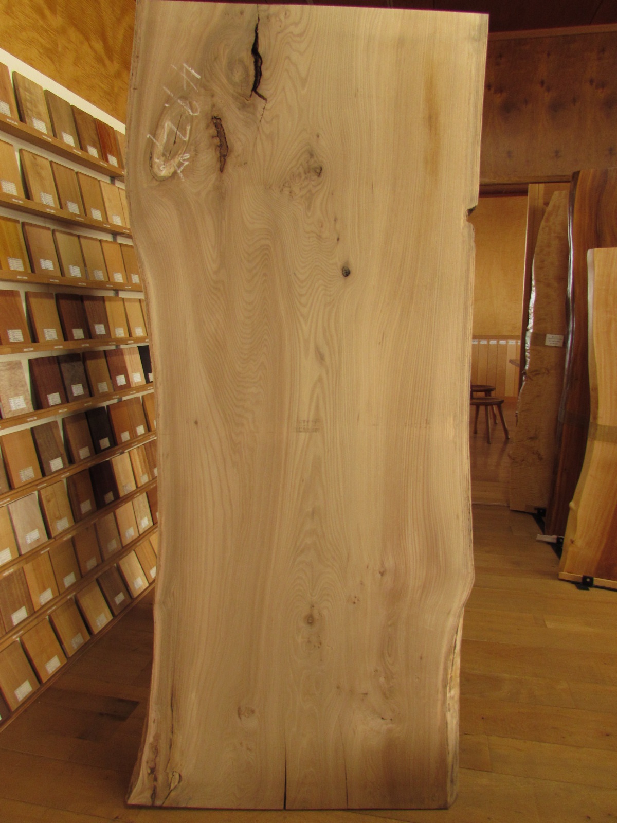 楡（ニレ） テーブル（ブビンガでチギリ加工仕上げ） | 一枚板 お