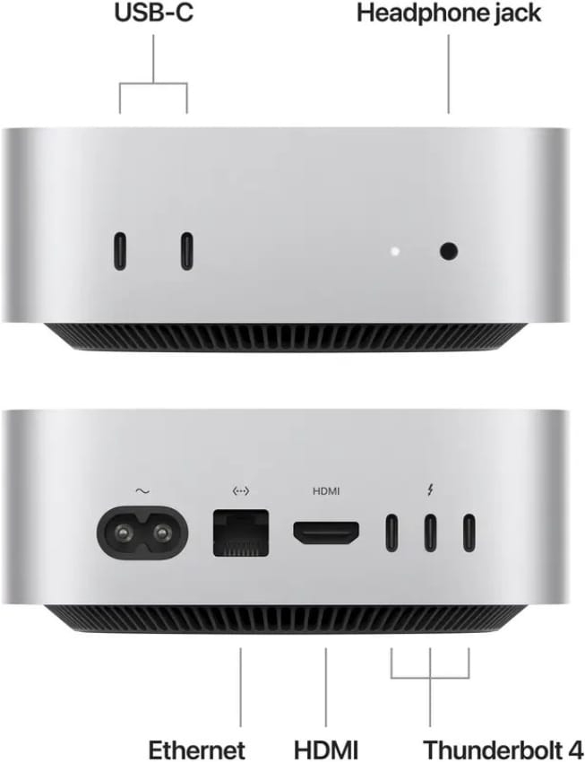 Apple Mac mini, M4, 16RAM, 512Gb, 10CPU/10GPU, Silver (MU9E3) 2024
