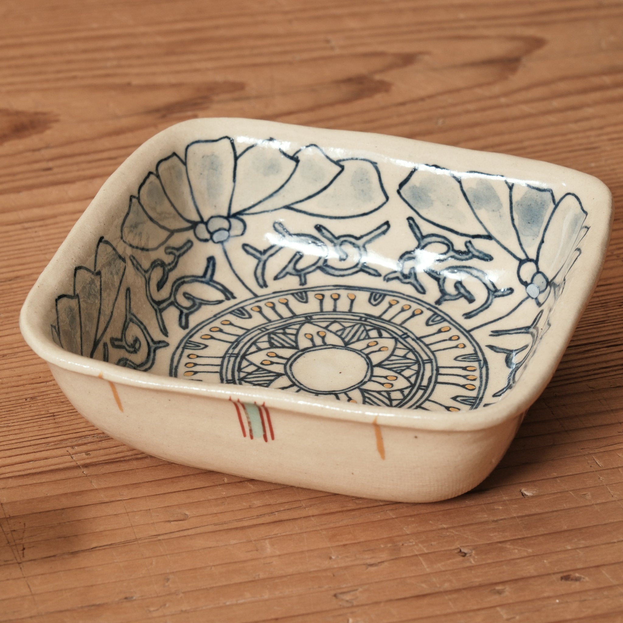 加藤 喜道 ] 絵付け □小鉢 幅約11.5cm 赤絵・金彩 C – 菜じみ-najimi