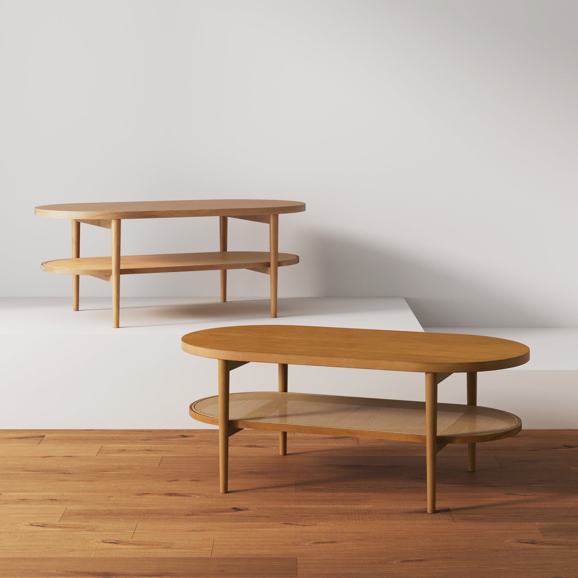 Sonia Wood & Rattan Oval Bohemian Coffee Table Acacia | Nathan James