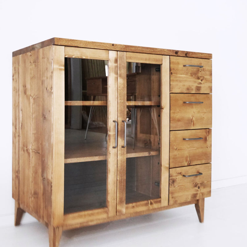 カップボード 食器棚 飾り棚 天然無垢材 幅90cm 無垢ハンドメイド