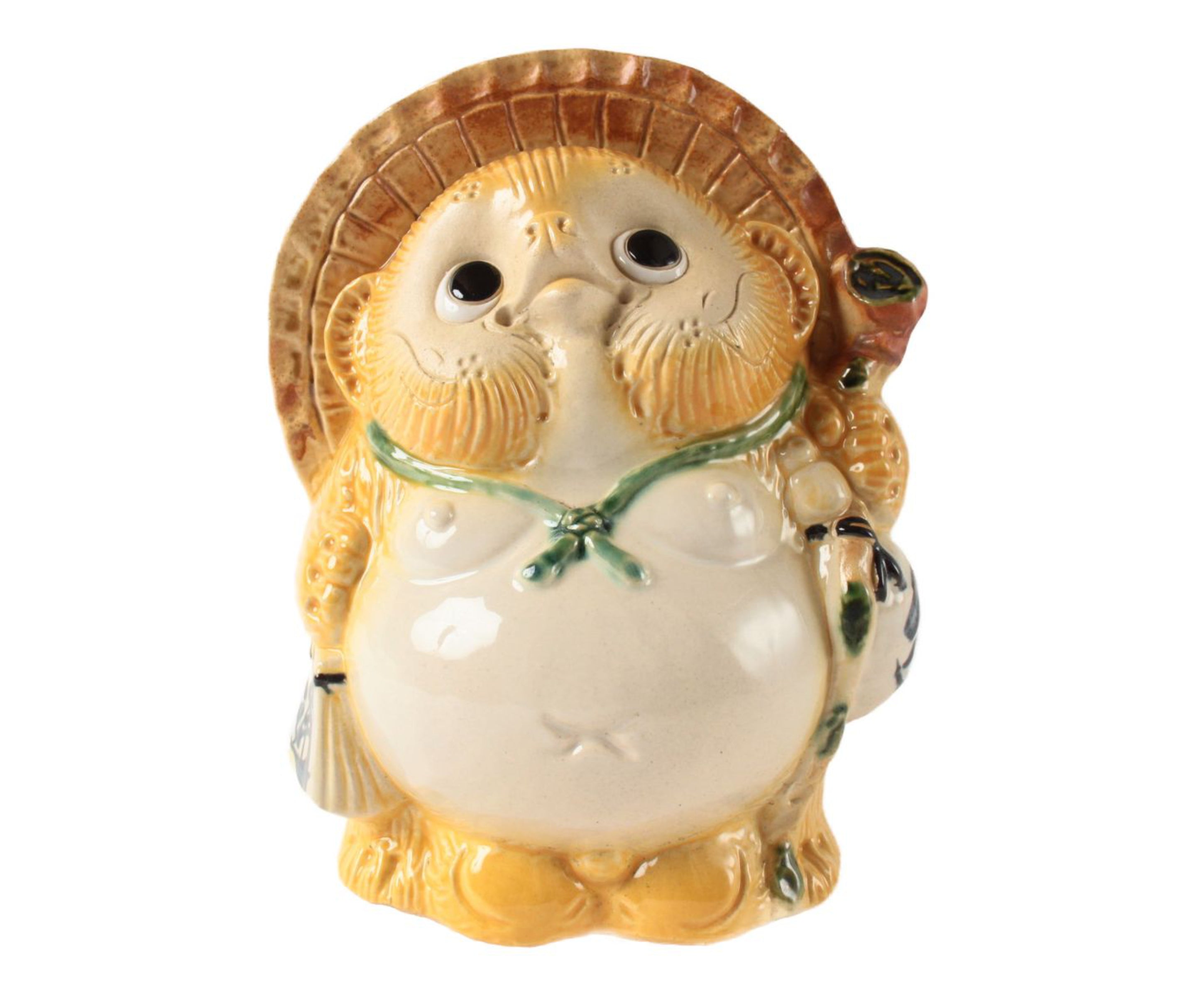 信楽焼 タヌキ置物 福狸 7号 黄色 イエロー – 小幡久兵衛食器店