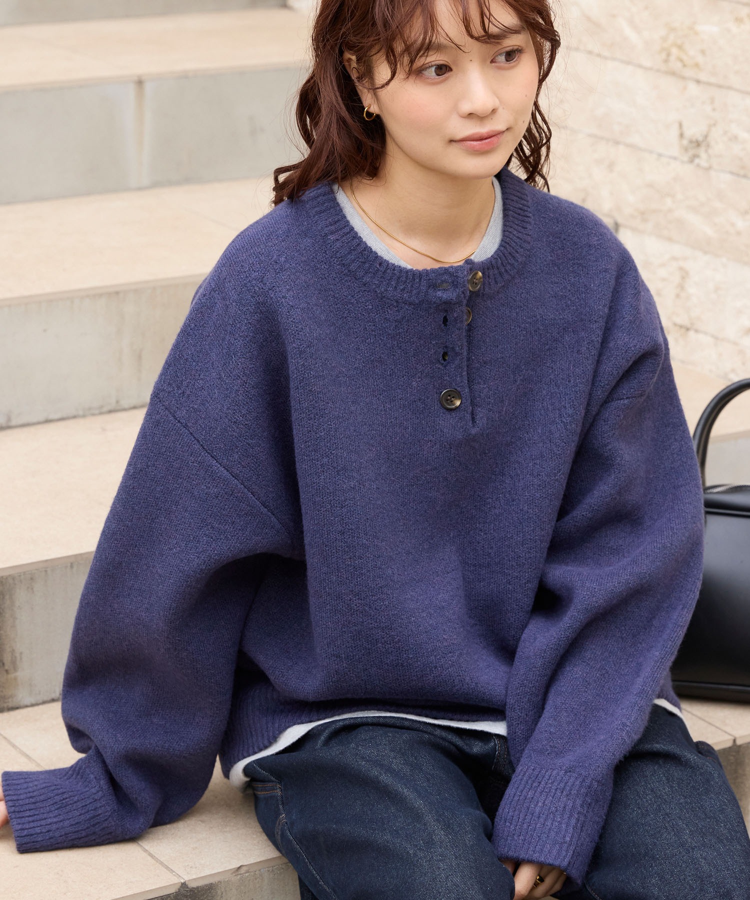 ヘンリーネックジャガードニットプルオーバー【THE CRAFT CREW