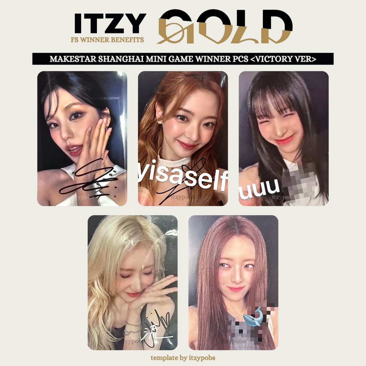 ✨ ITZY GOLD makestar shanghai mini game event winner photocards