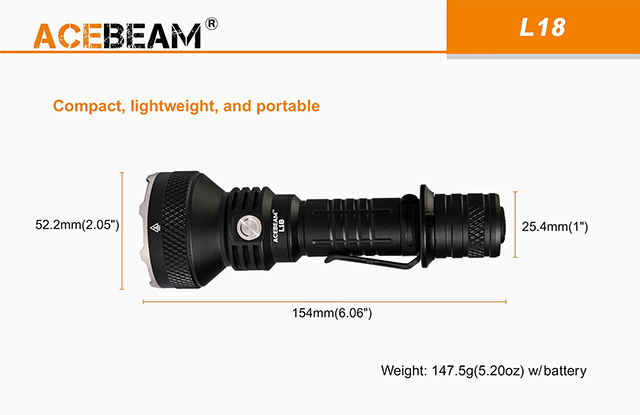 ACEBEAM L18 バッテリー無し Acebeam L18 | 1500 Lumen Tactical Flashlight — Killzone Flashlights
