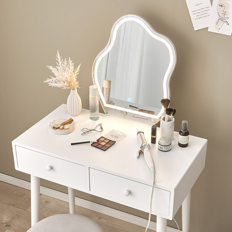 ウェーブミラードレッサー スツールセット 引き出し2杯 [幅75