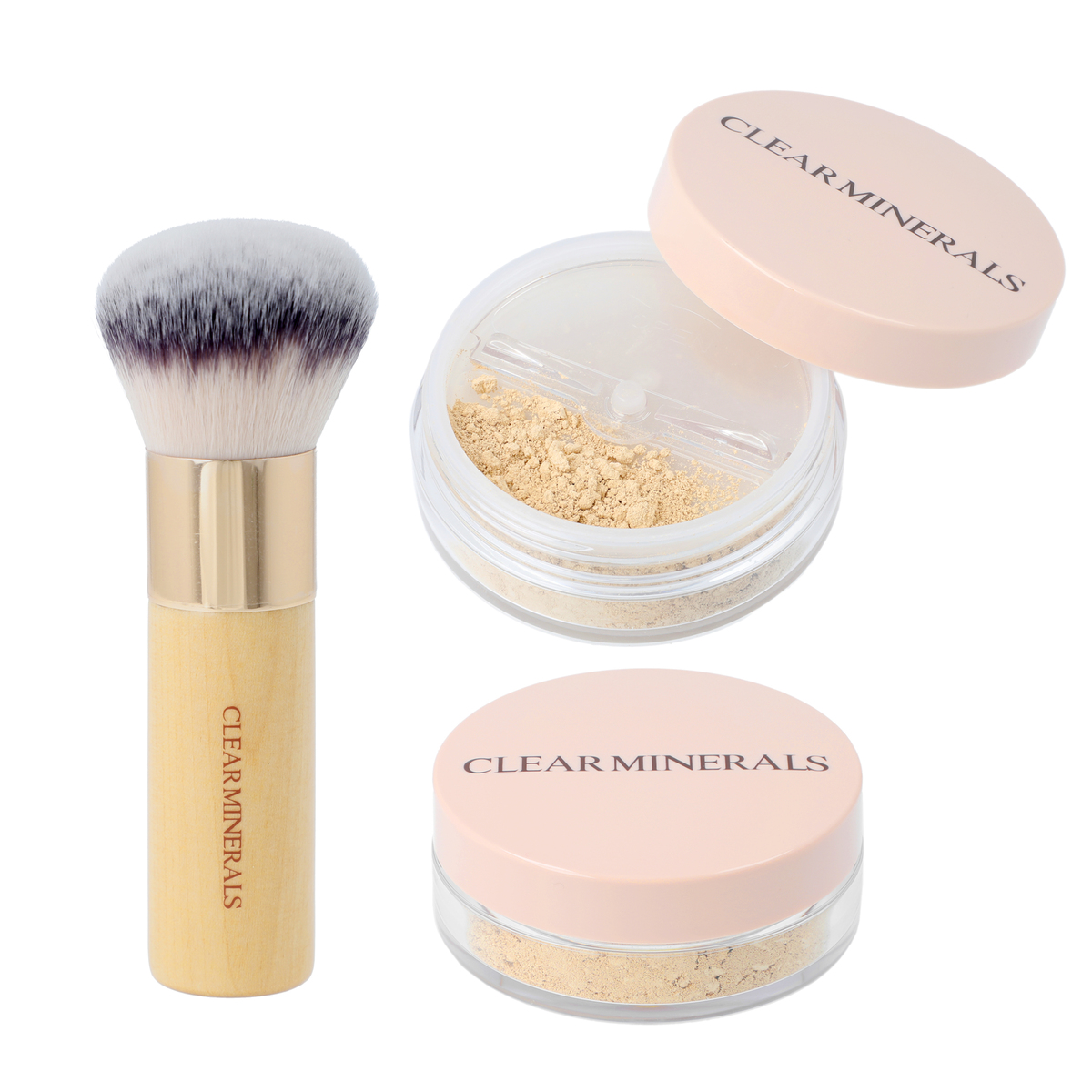 クリアミネラルズ100%ミネラルファンデーション2個&ブラシセットP付
