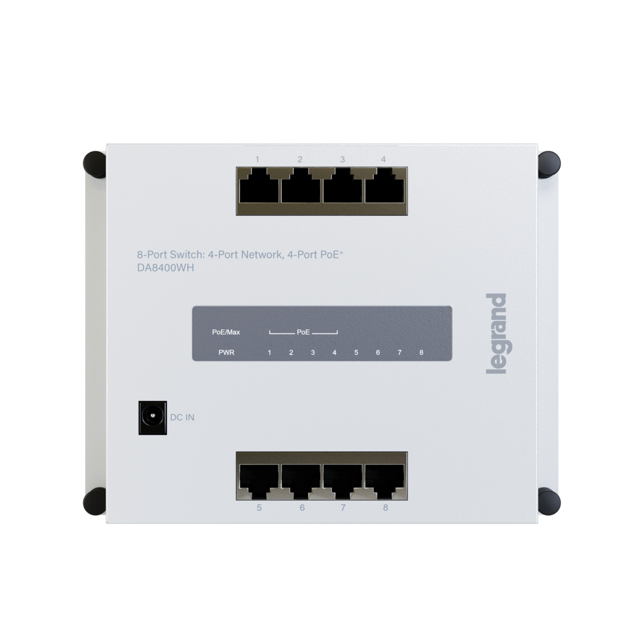 8-Port Switch: 4-Port Network, 4-Port PoE+ | Enclosure Accessories