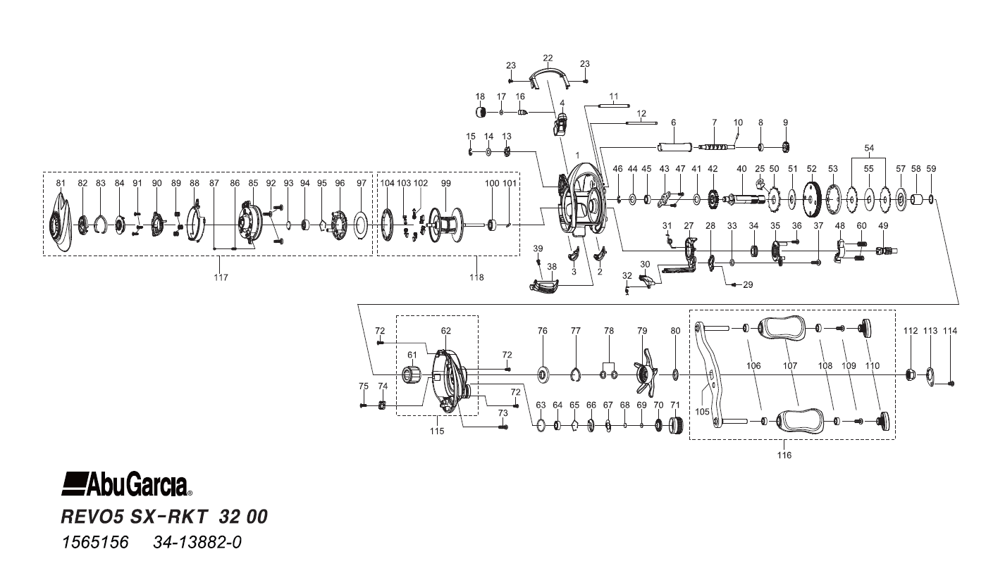 1565156 REVO5 SX-Rocket | PureFishing Japan 製品リールパーツリスト