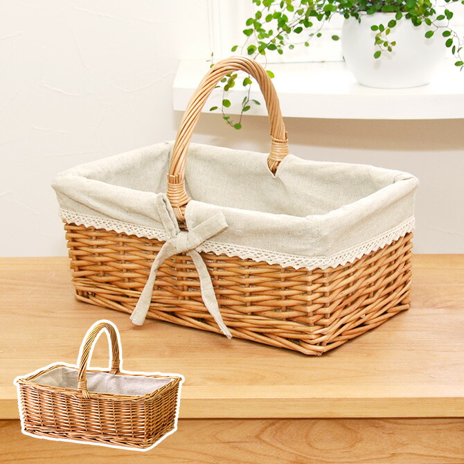 楽天市場】かごバスケット ピクニックバスケット プチレース M＆L