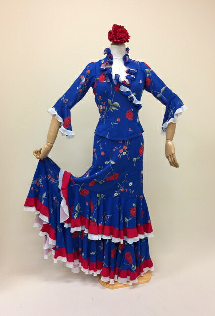 楽天市場】茶色花柄ワンピース(茶ペチコート付き) フラメンコ衣装