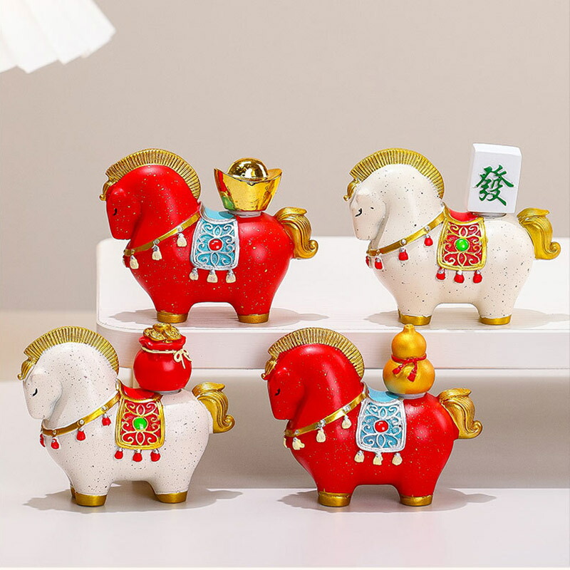 楽天市場】午年置物 干支縁起物 幸福如意 馬置物 風水アイテム 木色