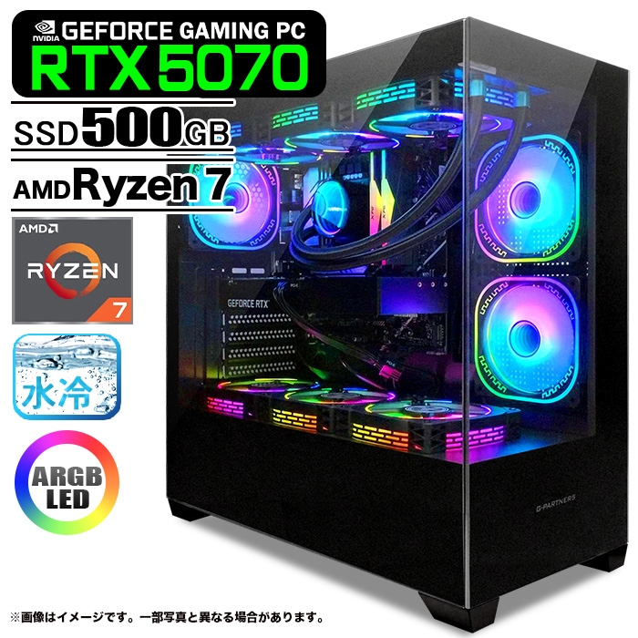 ゲーミングPC GP-V3 ブラック ピラーレス GeForce RTX5070 AMD Ryzen7